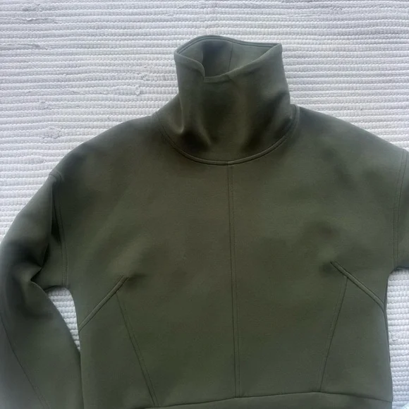 Calia Scuba Pullover Olive Green Funnel Neck Sweatshirt Size Small - Picture 8 of 12